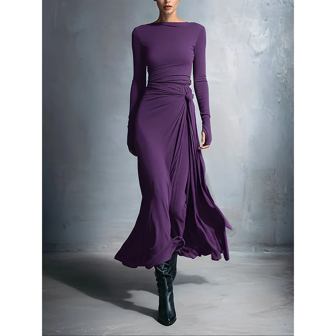 Draped Maxi Dress in Purple