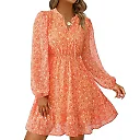 Floral V-Neck Mini Dress in Orange