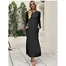 Crew Neck Maxi Dress, Side Slit and Pockets