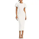 Stretch Knit Bodycon Midi Dress in White