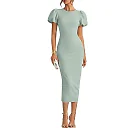 Stretch Knit Bodycon Midi Dress in Sage Green