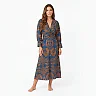 Medallion Print Twist-Front Midi Dress, Long Sleeves