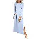 Crew Neck Maxi Dress in Light Blue