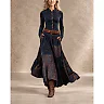 Belted Patchwork Maxi Dress, Button-Front Bodice