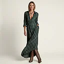 Plaid Maxi Shirt Dress in Green
