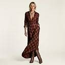 Plaid Maxi Shirt Dress in Burgundy