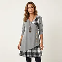 V-Neck Knit A-Line Dress in Gray