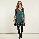 V-Neck Knit A-Line Dress in Teal