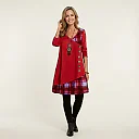 V-Neck Knit A-Line Dress in Red