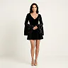 Velvet Bell Sleeve Mini Dress, Beaded V-Neck