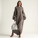 Oversized Rib Knit Sweater Dress in Gray