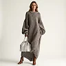 Oversized Rib Knit Sweater Dress, Lantern Sleeves