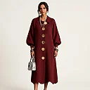 Collared Knit Midi Dress in Burgundy