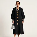 Collared Knit Midi Dress in Black