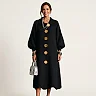 Collared Knit Midi Dress, Oversized Buttons