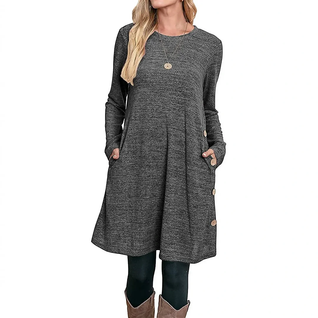 Relaxed Midi Dress in Dark Gray