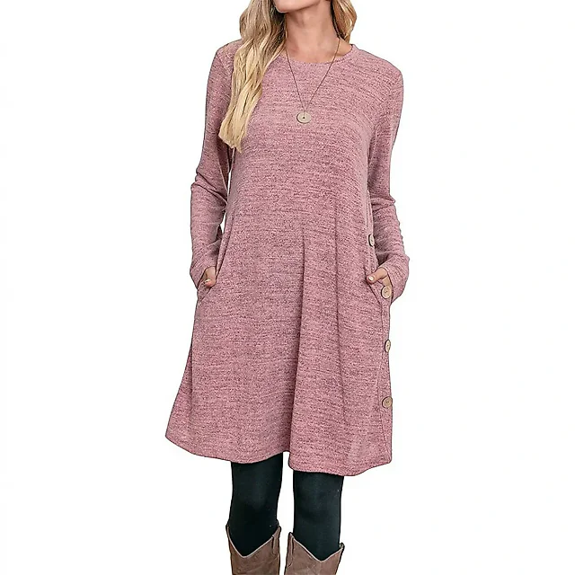 Relaxed Midi Dress in Pink