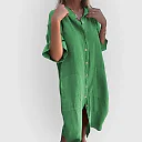 Band Collar Shirt Dress in Green