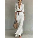Belted Wrap Maxi Dress in White