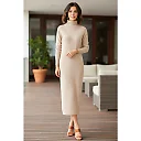 Turtleneck Sweater Midi Dress in Oatmeal