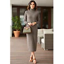 Turtleneck Sweater Midi Dress in Taupe