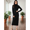 Turtleneck Sweater Midi Dress in Black
