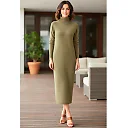 Turtleneck Sweater Midi Dress in Olive