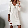 Cowl Neck Rib Knit Dress, Long Sleeves