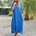 Ankle-Length Shirt Dress in Blue