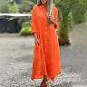 Ankle-Length Shirt Dress, Long Sleeves