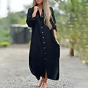 Ankle-Length Shirt Dress in Black